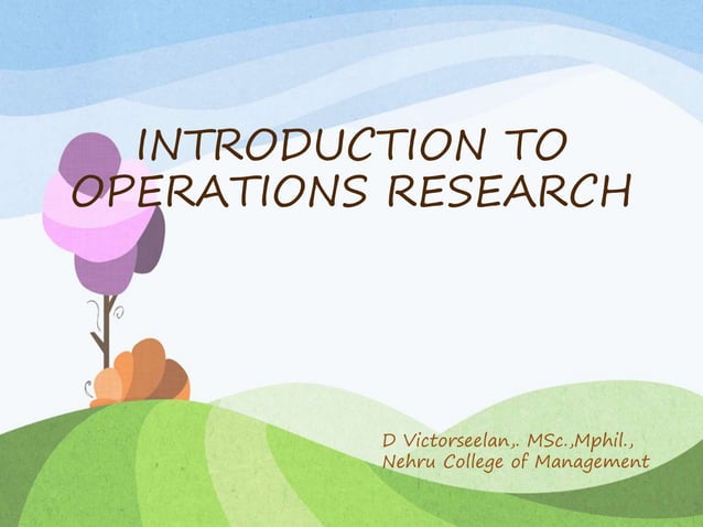 assignment problem in operation research ppt