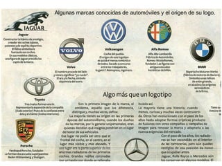 Algunas marcas conocidas de automóviles y el origen de su logo. 