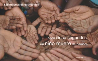 825 millones de desnutridos
cada cinco segundos,
un niño muere de hambre.
fuente: FAO
 