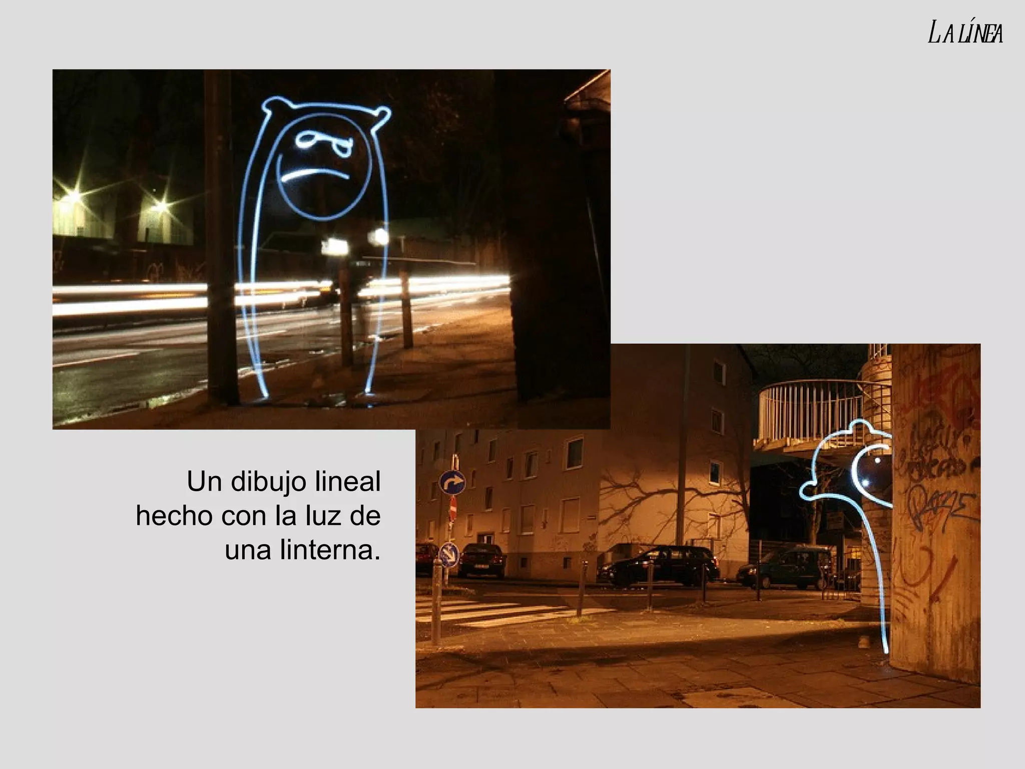 Un dibujo lineal hecho con la luz de una linterna. La línea 