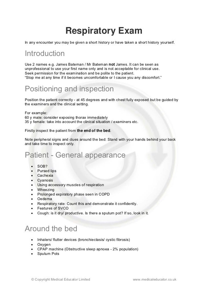 Respiratory examination OSCE guide