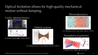 Ondrej Cernotík: Improved optomechanical interactions for quantum technologiesˇˇ @cernotik
Optical levitation allows for h...