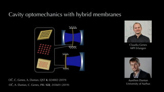 Cavity optomechanics with hybrid membranes
Aurélien Dantan
University of Aarhus
Claudiu Genes
MPI Erlangen
OC, A. Dantan, ...