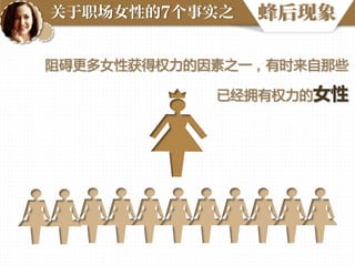 关于职场女性的7个事实之

蜂后现象

阻碍更多女性获得权力的因素之一，有时来自那些
已经拥有权力的女性

 