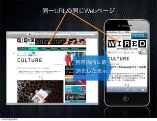 携帯画面に最
適化した表示
同一URLの同じWebページ
13年4月29日月曜日
 