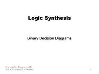 1
Courtesy RK Brayton (UCB)
and A Kuehlmann (Cadence)
Logic SynthesisLogic Synthesis
Binary Decision Diagrams
 