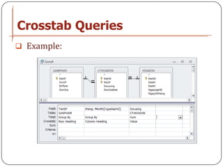 Crosstab Queries
 Example:
 