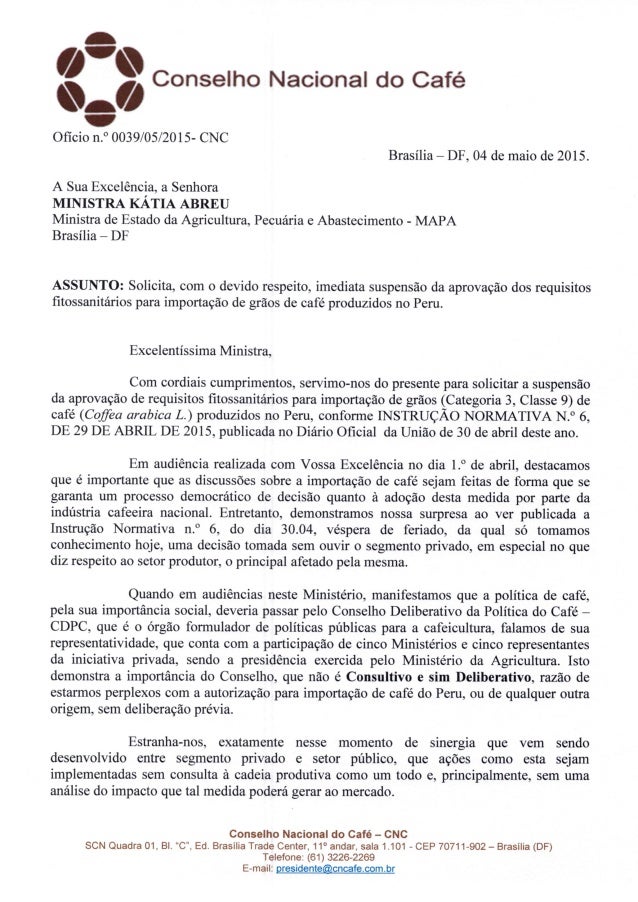 0039 solicita a senhora ministra kátia abreu suspensão da instrução normativa n º 6  em 04 05 2015