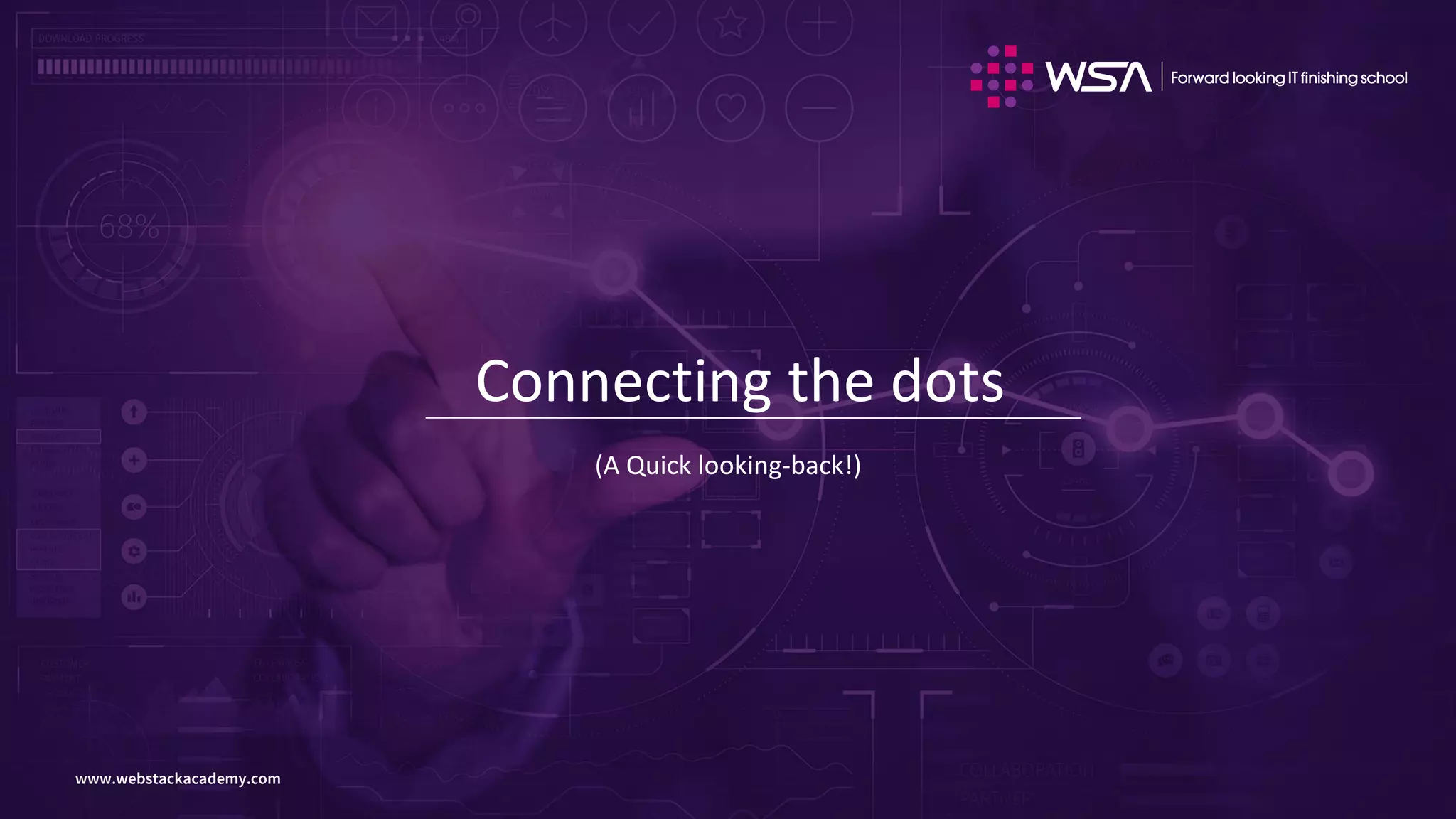 www.webstackacademy.comwww.webstackacademy.com
Connecting the dots
(A Quick looking-back!)
 