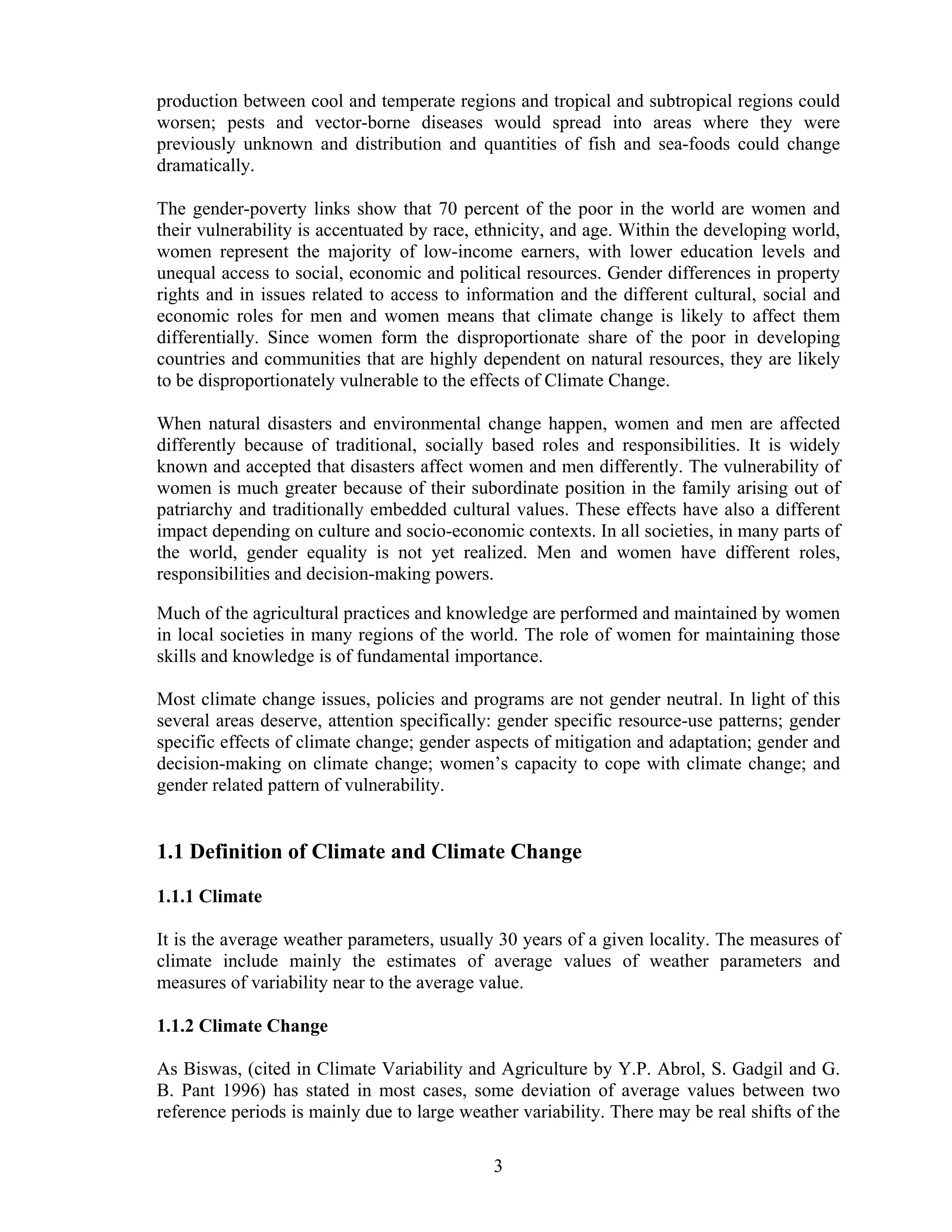 The IMPACT OF CLIMATE CHANGE ON GENDER | PDF