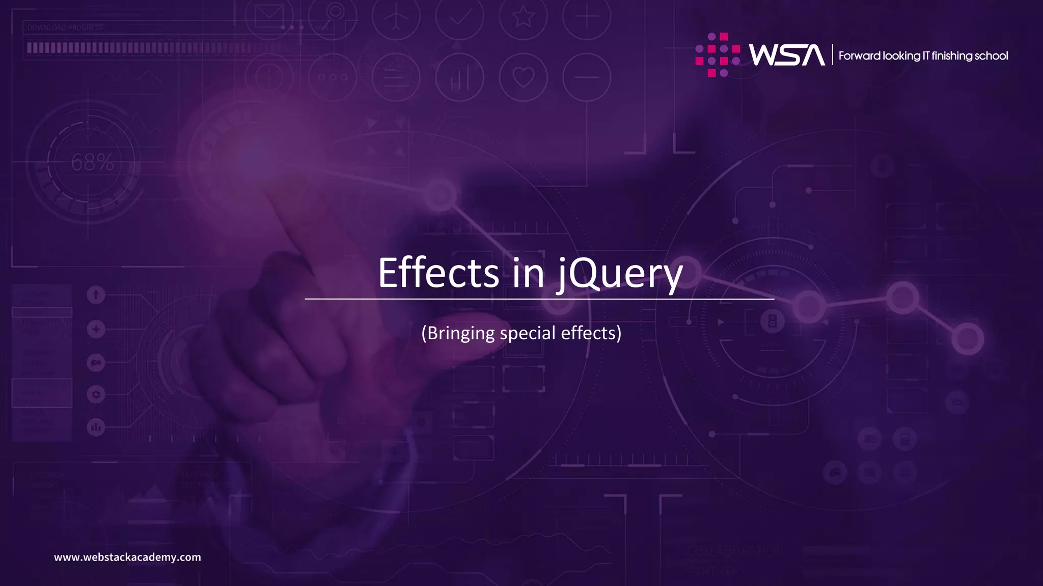 www.webstackacademy.comwww.webstackacademy.com
Effects in jQuery
(Bringing special effects)
 