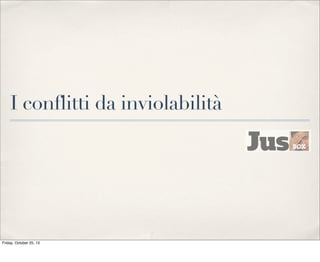 I conflitti da inviolabilità

Friday, October 25, 13

 