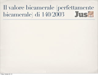 Il valore bicamerale (perfettamente
bicamerale) di 140/2003

Friday, October 25, 13

 