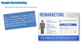 Google Remarketing
Siga as pessoas que acessaram sua Loja Virtual.
 