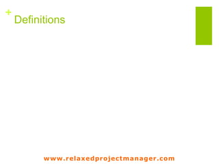 www.relaxedprojectmanager.com
+
Définition : stakeholders
 « Stakeholders include these individuals, groups, and other
organizations who have interest in the actions of an
organization and who have the ability to influence it. » (Savage
et al., 1991).
 From internal to external and interface stakeholders
 Stakeholders are people or organisation that
 impact your project (or the results of your project)
 Are impacted by the project (or the results of your project)
3
Esiee Paris -Séminaire de Management de
Projet (MSH3002)
 