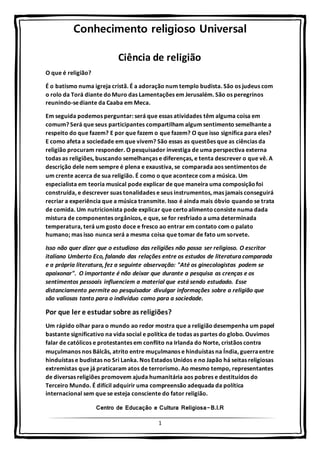 Conhecimento Religioso | DOCX