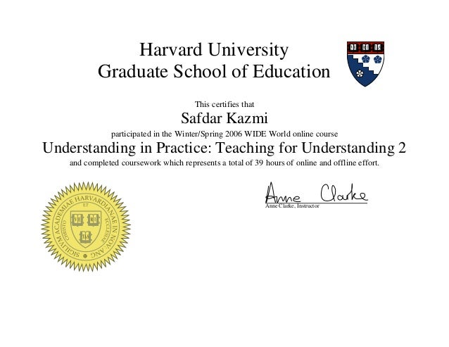 harvard university graduate school of education certificate