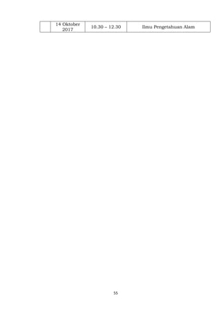 55
14 Oktober
2017
10.30 – 12.30 Ilmu Pengetahuan Alam
 