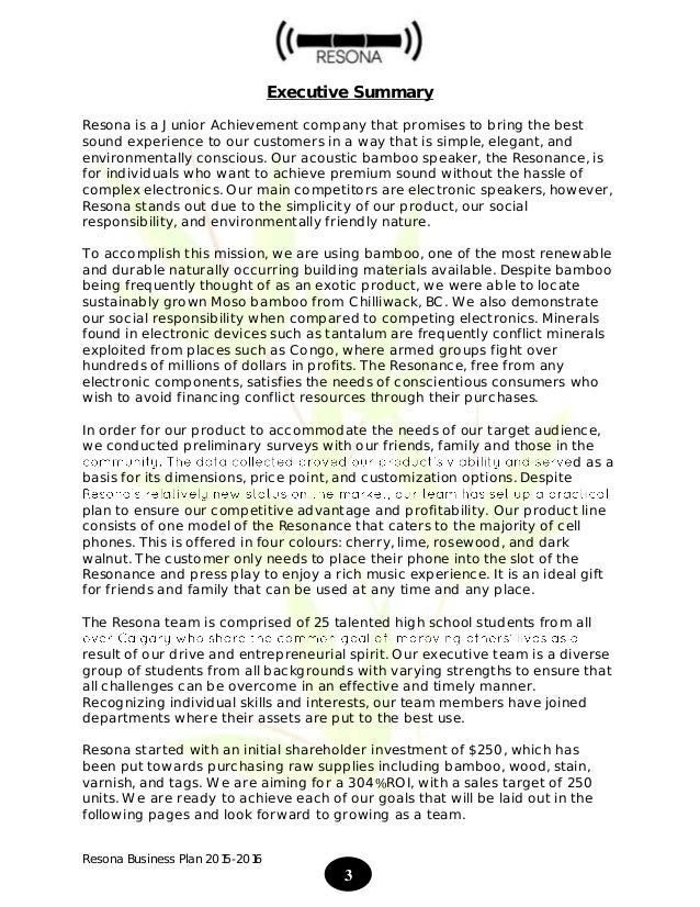 resona business plan 2015