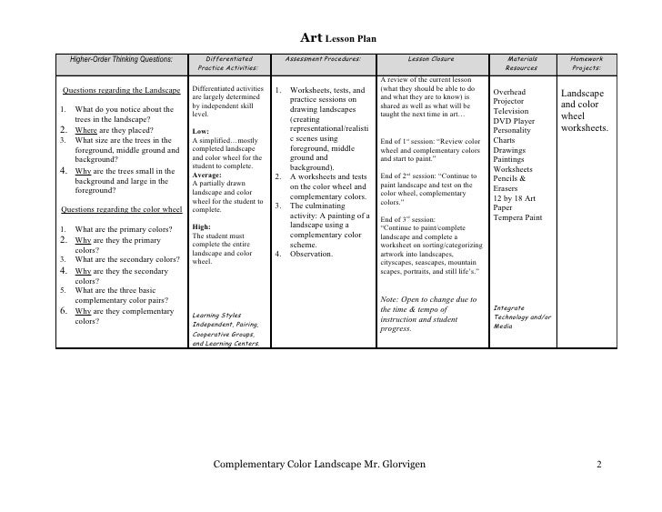 004 fourth grade complementary color landscape landscape lesson plan