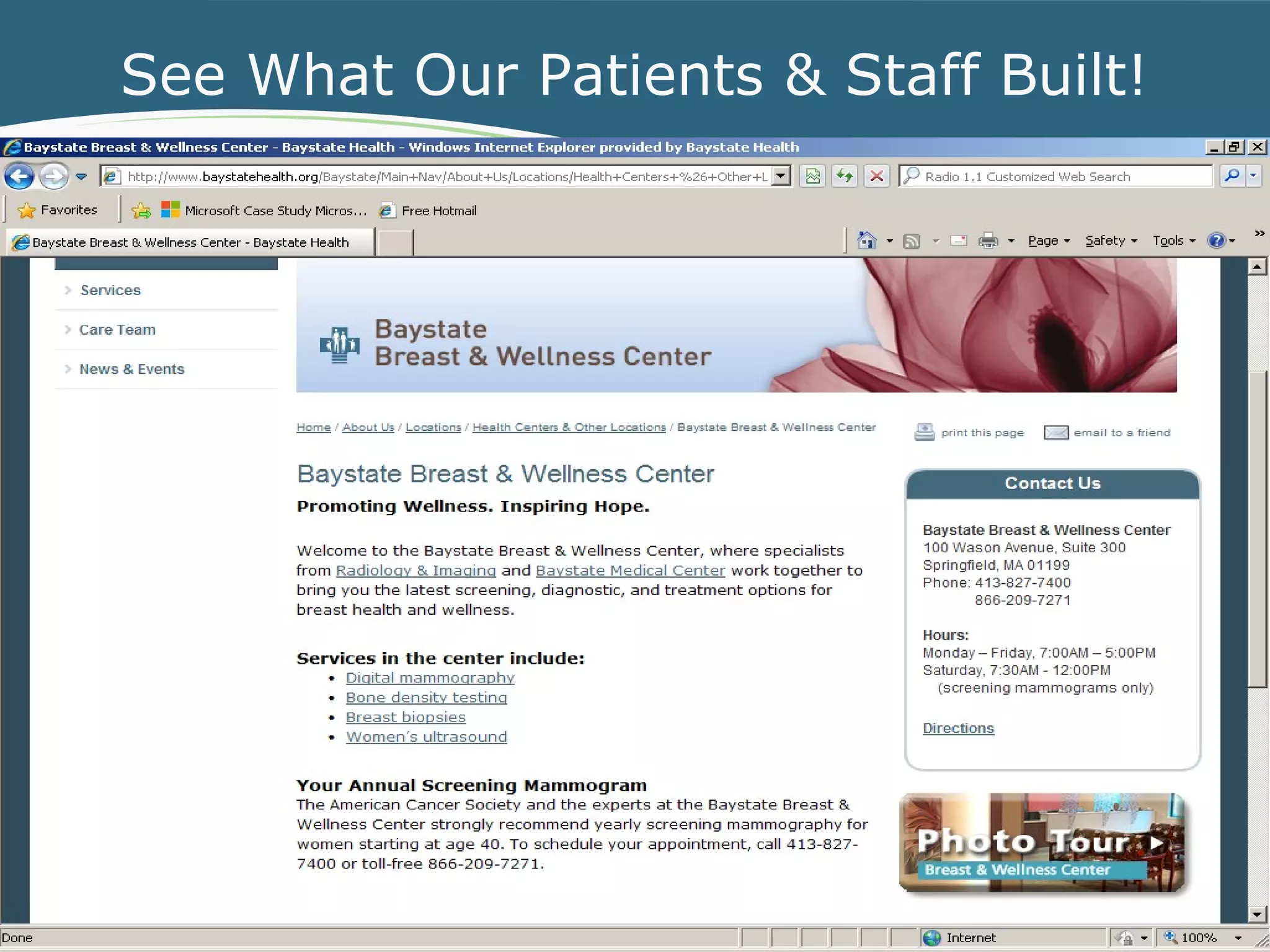 See What Our Patients & Staff Built!
 
