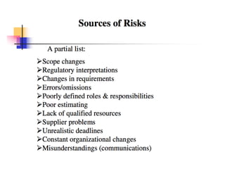 www.relaxedprojectmanager.com
+ Sources of risques in international
projects
 Distributed teams
 Various languages
 Different measures - Different technical standards
 Reliability of infrastructure (technology, transport,
etc.)
 Ethnical and religious differences
 Social violence and instability
 Prejudice and nationalism
 Different business practices and rules
 Different feeling for time and punctuality
 Different attitude towards risk in general
 Divergent competency profiles and certificates
 Government involvement and control
Cost
Risk !
Quality
Risk !
Time
Risk !
 