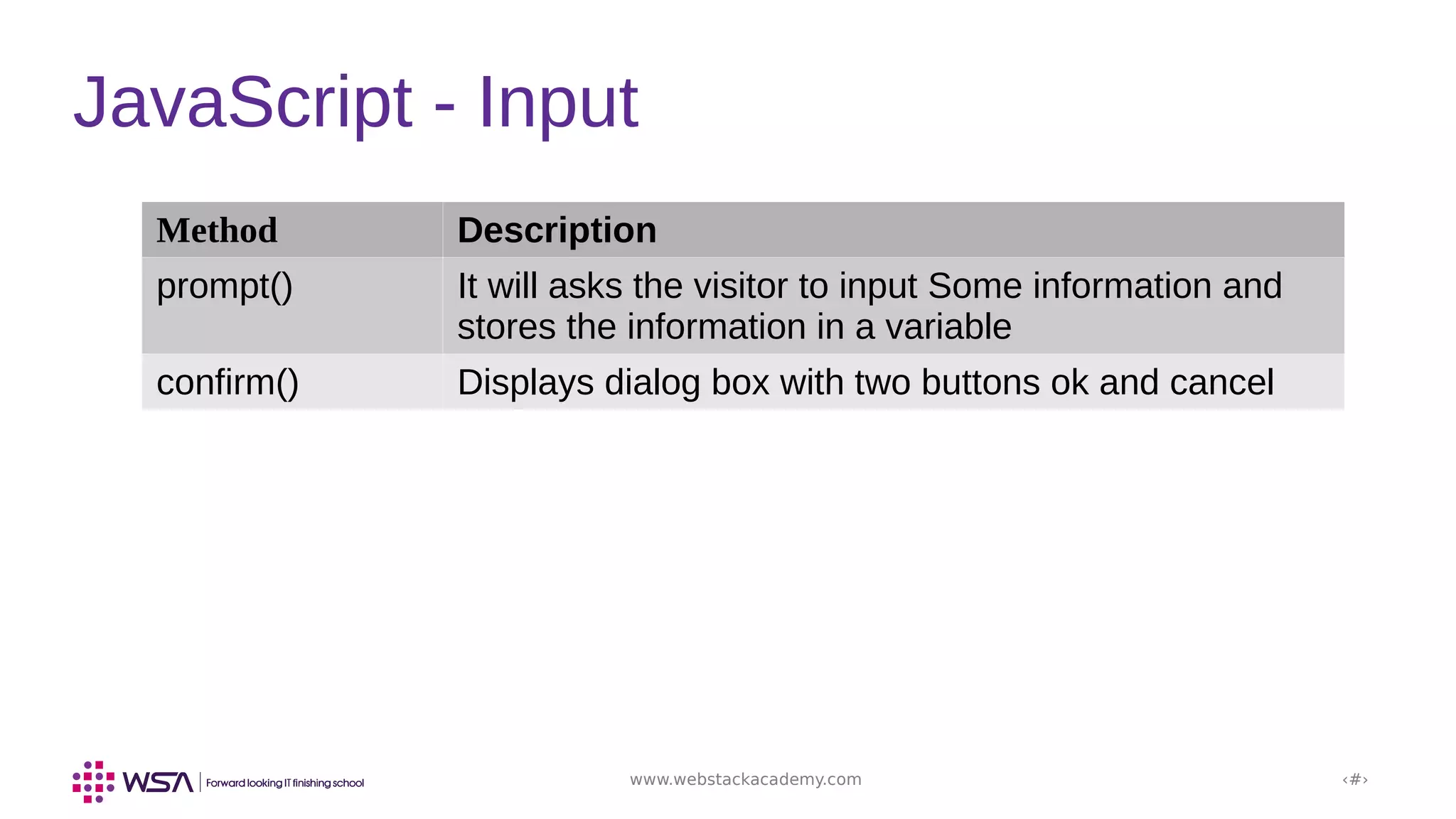 JavaScript - Chapter 4 - Types and Statements | PPT
