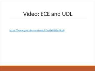 Video: ECE and UDL
https://www.youtube.com/watch?v=QYB5XhHBcg0
 