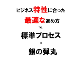 ビジネス特性に合った
銀の弾丸
=標準プロセス
最適な進め方
≠
 