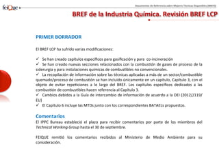 Proceso de elaboración del BREF “Common Waste Water and Waste Gas ...