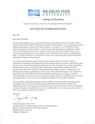 Letter of Commendation