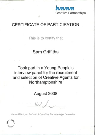 Creative Partnerships Certificate