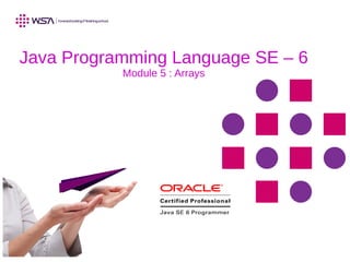 Java Programming Language SE – 6
Module 5 : Arrays
 