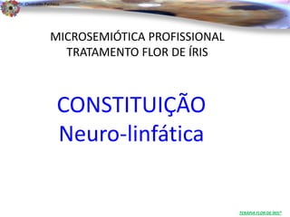 Dr. Clodoaldo Pacheco

                                                                      .


                MICROSEMIÓTICA PROFISSIONAL
                  TRATAMENTO FLOR DE ÍRIS



                   CONSTITUIÇÃO
                   Neuro-linfática


                                              TERAPIA FLOR DE ÍRIS®
 