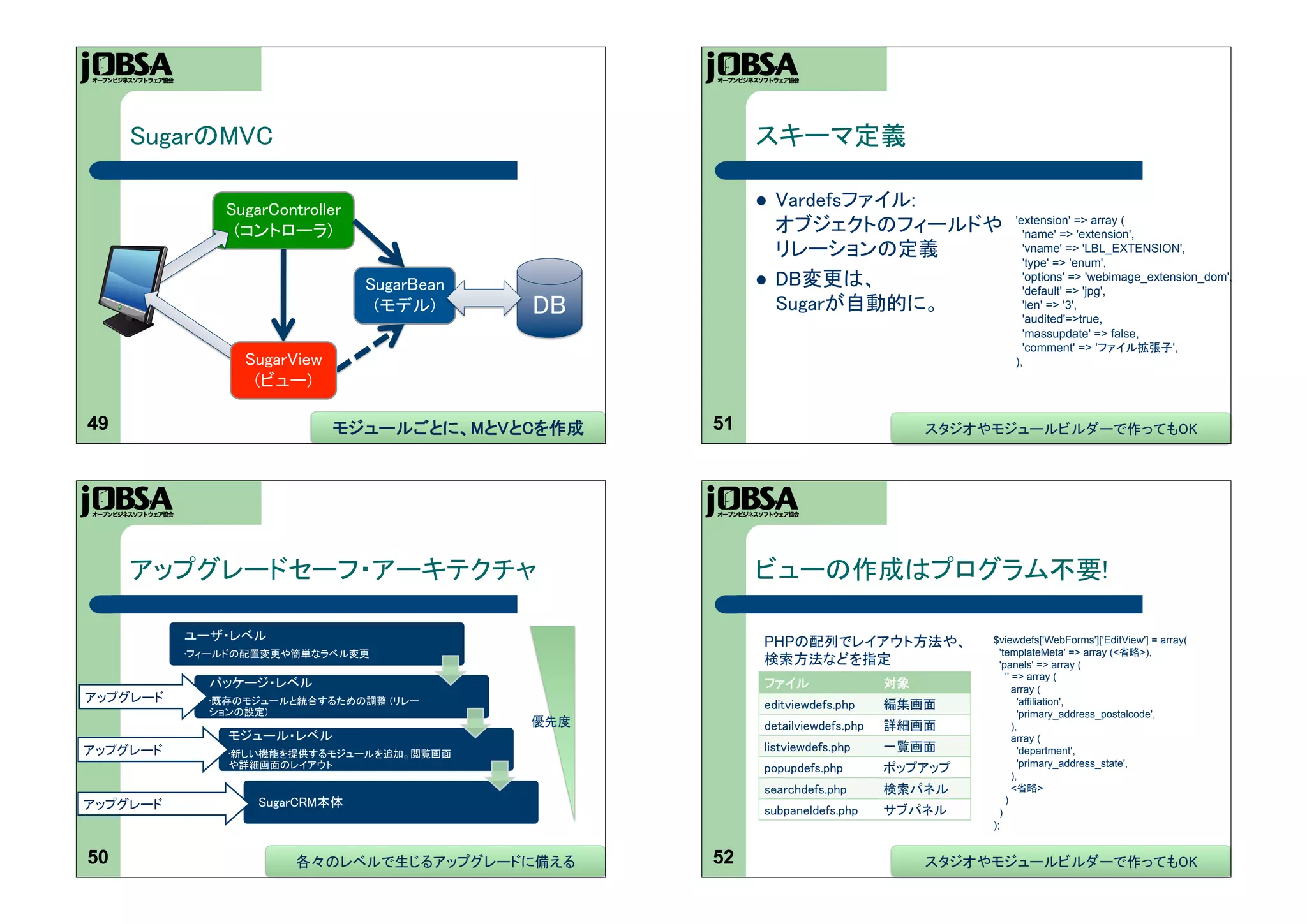 ! 
                                 'extension' => array (
                                   'name' => 'extension',
                                   'vname' => 'LBL_EXTENSION',
                                   'type' => 'enum',
                      !            'options' => 'webimage_extension_dom',
                                   'default' => 'jpg',
                                   'len' => '3',
                                   'audited'=>true,
                                   'massupdate' => false,
                                   'comment' => '             ',
                                 ),




49               51




                       PHP   $viewdefs['WebForms']['EditView'] = array(
                               'templateMeta' => array (<      >),
                               'panels' => array (
                                 '' => array (
                                    array (
                                      'affiliation',
                                      'primary_address_postalcode',
                                    ),
                                    array (
                                      'department',
                                      'primary_address_state',
                                    ),
                                    <        >
                                 )
                               )
                             );


50               52
 