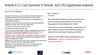 The Silence of Regulation
Consent
What does ‘consent’ mean?
PECR requires that users or subscribers consent to
cookies bei...