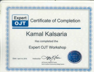 OJT certificate