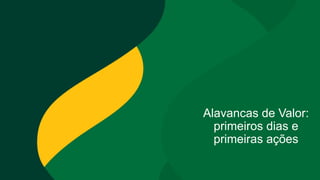 Alavancas de Valor:
primeiros dias e
primeiras ações
 