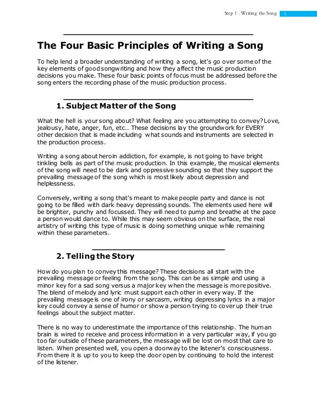 Vol 1 writing a song