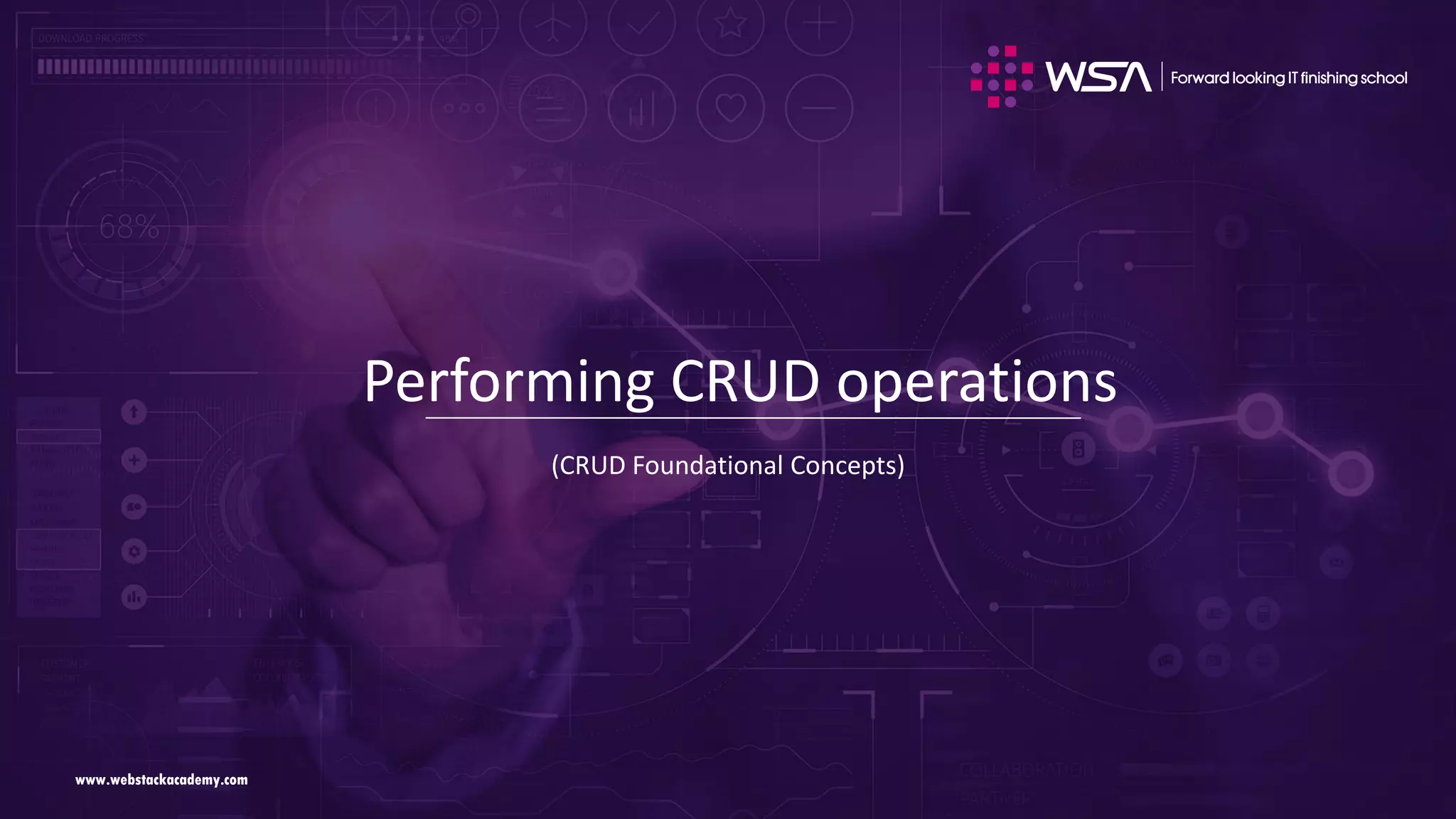 www.webstackacademy.comwww.webstackacademy.com Performing CRUD operations (CRUD Foundational Concepts) 