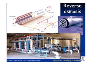 Reverse
                                                         osmosis




Source: Zaara 2008, ADIRA workshop Athens   Agricultural University of Athens
 