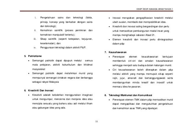 DSKP BAHASA ARAB TAHUN 1 (SK) KSSR SEMAKAN 2017
