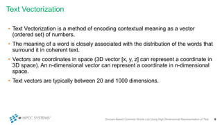 Vectorization Meaning Using High Dimensional Representation of Words (CBOW) to Find Domain ...