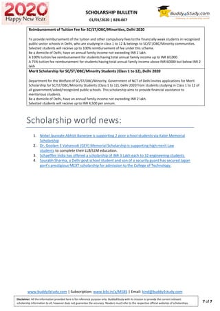 January'20 Scholarship Bulletin