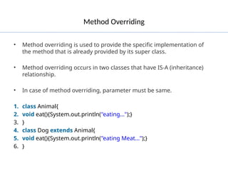 Comprehensive Guide to Java Constructors, Overloading, Overriding, and ...