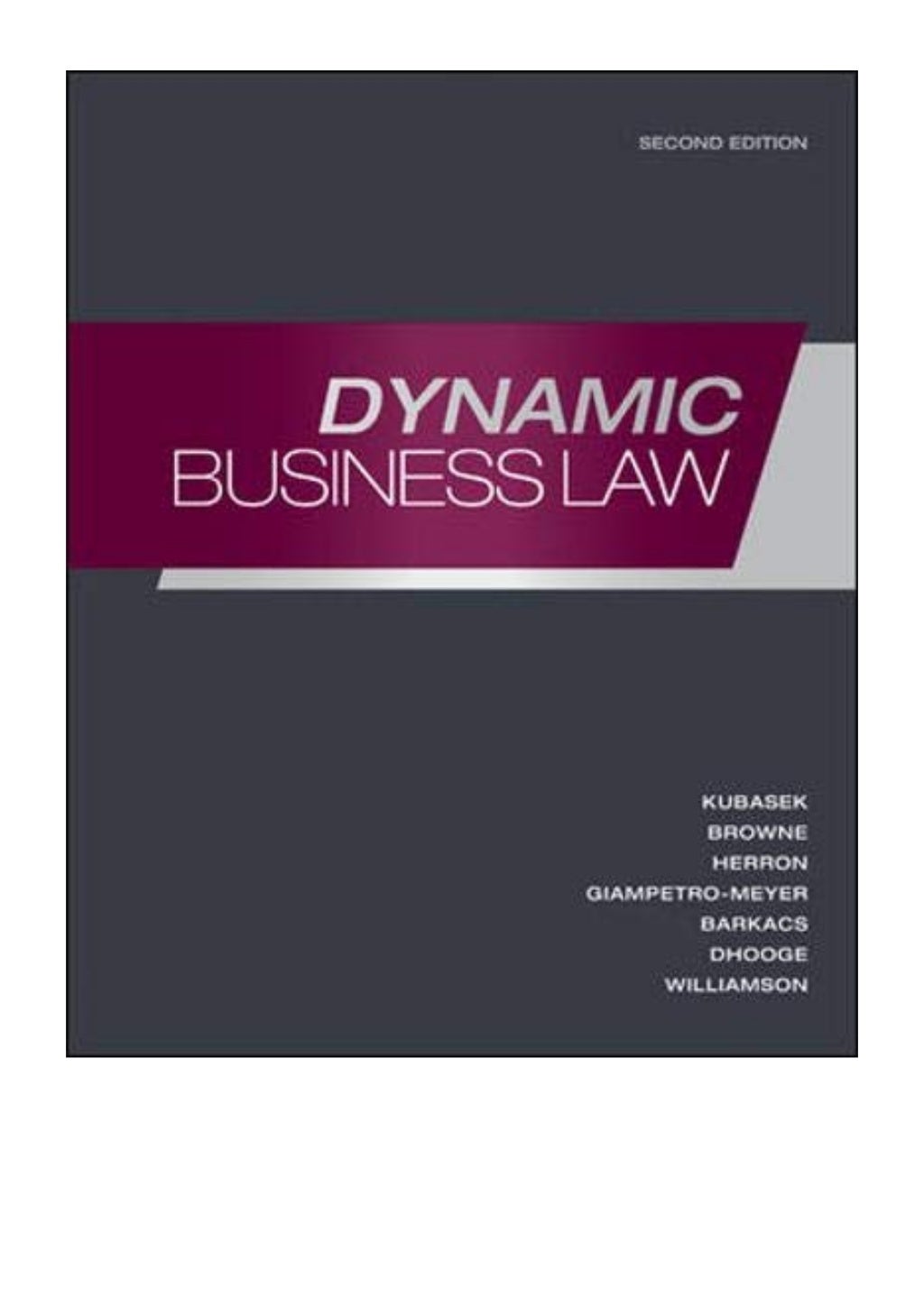 (2011) Dynamic Business Law (PDF) by Nancy Kubasek McGrawHill/Irwin