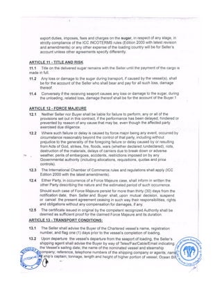 SUGAR CONTRACT WITH THAILAND