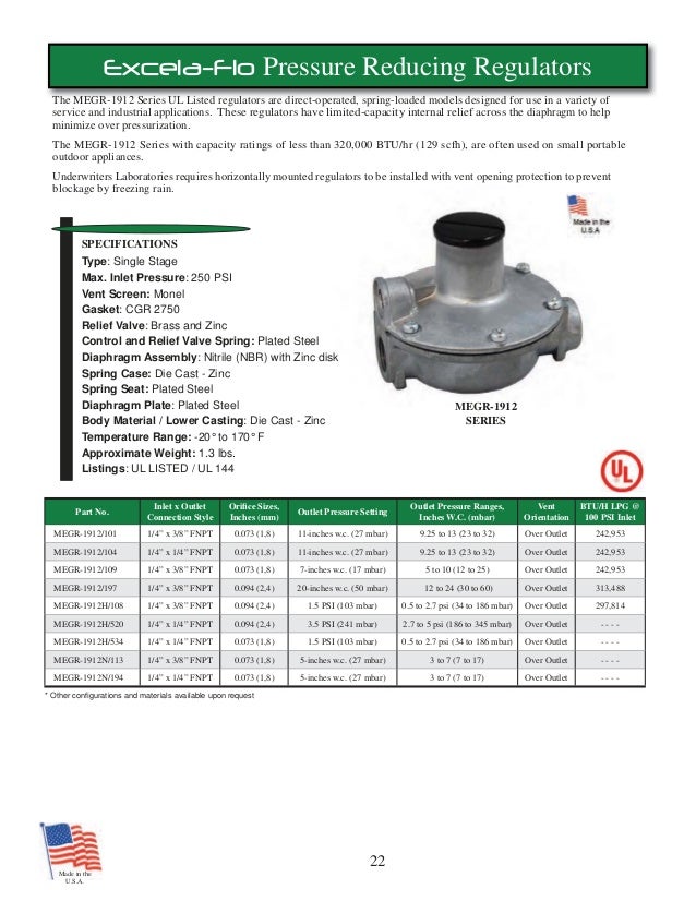 MARSHALL EXCELSIOR 1652-DFF LP PROPANE REGULATOR 10 PSI 9-13 WC LOW PRESSURE