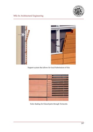 MSc In Architectural Engineering
___________________________________________________________________________




               Support system that allows for local Substitution of tiles




                  Solar shading for Glazed parts through Terracotta




___________________________________________________________________________
                                                                        207
 