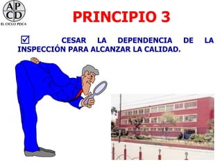 PRINCIPIO 3
        CESAR LA DEPENDENCIA DE       LA
INSPECCIÓN PARA ALCANZAR LA CALIDAD.
 